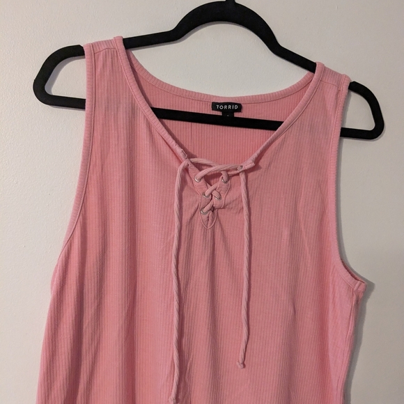 Torrid Pink Ribbed Tank Top Size 2 (18/20) - Picture 2 of 5